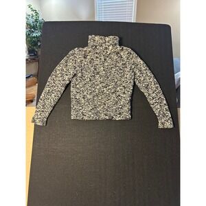 Ann Taylor Womens XS Speckled Turtleneck Sweater Merino Wool Nylon Black White